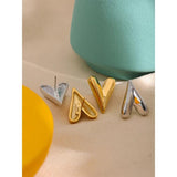 316L Stainless Steel Heart Stud Earrings 18K Plated Waterproof Jewelry
