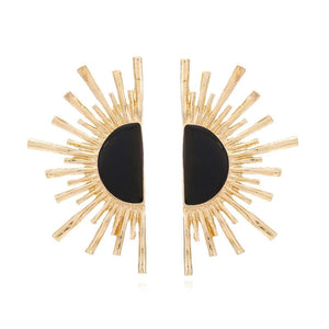 Vintage Metal Fan-shaped Geometric Earrings for Women