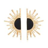 Vintage Metal Fan-shaped Geometric Earrings for Women