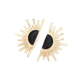 Vintage Metal Fan-shaped Geometric Earrings for Women