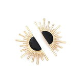 Vintage Metal Fan-shaped Geometric Earrings for Women