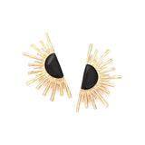 Vintage Metal Fan-shaped Geometric Earrings for Women
