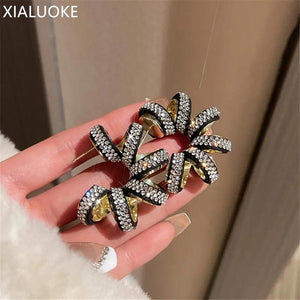 Vintage C Shape Crystal Earrings For Women
