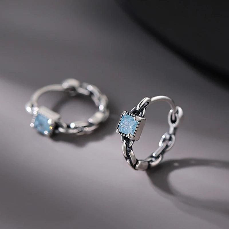 Foxanry Prevent Allergy Zircons Earrings Hollow Chain Geometri