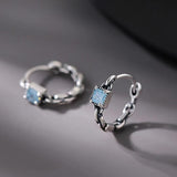 Foxanry Prevent Allergy Zircons Earrings Hollow Chain Geometri