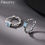 Foxanry Prevent Allergy Zircons Earrings Hollow Chain Geometri