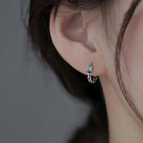 Foxanry Prevent Allergy Zircons Earrings Hollow Chain Geometri