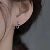 Foxanry Prevent Allergy Zircons Earrings Hollow Chain Geometri