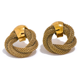 Stainless Steel Metal Braided Stud Earrings for Women