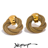Stainless Steel Metal Braided Stud Earrings for Women