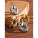 Stainless Steel Metal Braided Stud Earrings for Women