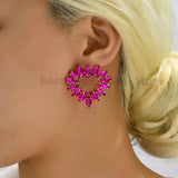 Romantic Heart Crystal Big Stud Earrings for Women
