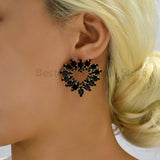 Romantic Heart Crystal Big Stud Earrings for Women