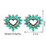 Romantic Heart Crystal Big Stud Earrings for Women