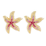 Colorful Starfish Dangle Earrings Rhinestone Earrings for Teens Summer Party