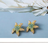 Colorful Starfish Dangle Earrings Rhinestone Earrings for Teens Summer Party