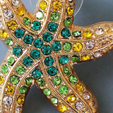 Colorful Starfish Dangle Earrings Rhinestone Earrings for Teens Summer Party