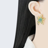 Colorful Starfish Dangle Earrings Rhinestone Earrings for Teens Summer Party