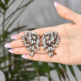 Vintage Crystal Stud Earrings Metal Hollow Out Irregular Jewelry Women