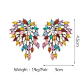 Vintage Crystal Stud Earrings Metal Hollow Out Irregular Jewelry Women