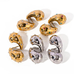 Youthway Rhinestone Water Drop Stud Earrings for Women