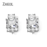 Pink Zircon Stud Earrings Cubic Zirconia Wedding Party Birthday Jewelry