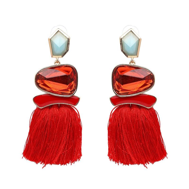 Fringed Statement Drop Earrings Wedding Tassel Multicolored Hot STUD Earrings
