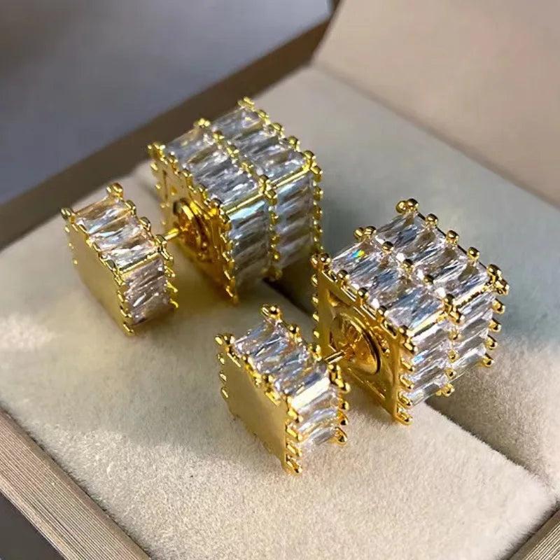 High-End Zircon Vintage Square Earrings for Women