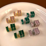 High-End Zircon Vintage Square Earrings for Women