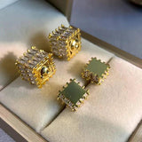 High-End Zircon Vintage Square Earrings for Women