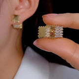 High-End Zircon Vintage Square Earrings for Women
