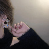 Exaggerated Crystal Earrings Inlaid Rhinestones Sunflower Earrings