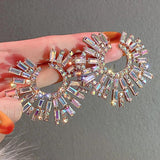 Exaggerated Crystal Earrings Inlaid Rhinestones Sunflower Earrings