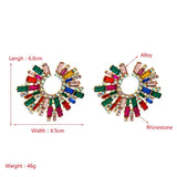Exaggerated Crystal Earrings Inlaid Rhinestones Sunflower Earrings