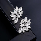CZ Flower Stud Earrings Women Bridal Wedding Jewelry