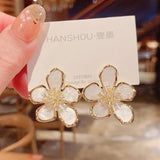 Korea Jewelry Acrylic Zircon Flower Earrings Women Wedding Party