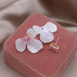 Korea Jewelry Acrylic Zircon Flower Earrings Women Wedding Party