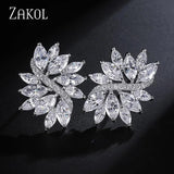 CZ Crystal Stud Earrings Flower Wedding Jewelry EP480