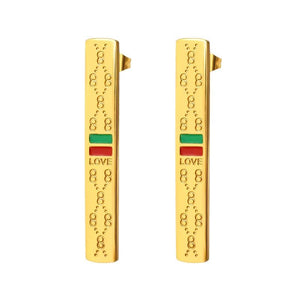 Stainless Steel Stud Earrings Rectangle Female Earring Rose Gold Jewelry