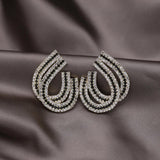 Two Tone Crystal U-Shaped Earrings for Women's Party