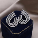 Two Tone Crystal U-Shaped Earrings for Women's Party