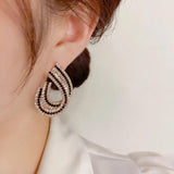 Two Tone Crystal U-Shaped Earrings for Women's Party