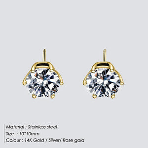 3 Size Stud Earrings Classic Bling Zircon Ear Stud Jewelry