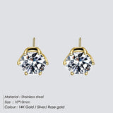 3 Size Stud Earrings Classic Bling Zircon Ear Stud Jewelry