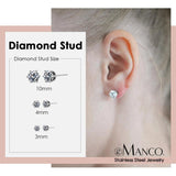 3 Size Stud Earrings Classic Bling Zircon Ear Stud Jewelry