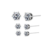 3 Size Stud Earrings Classic Bling Zircon Ear Stud Jewelry