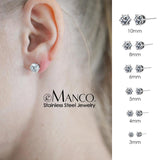 3 Size Stud Earrings Classic Bling Zircon Ear Stud Jewelry