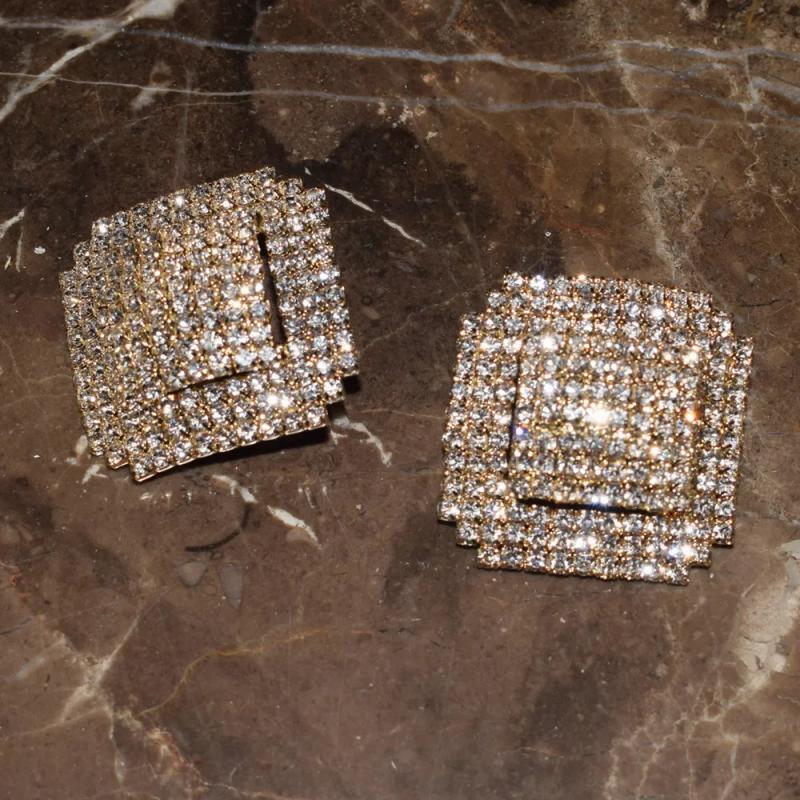 Crystal Square Stud Earrings