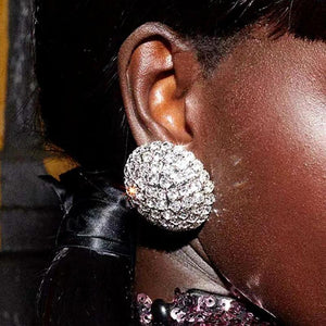 Rhinestone Round Stud Earrings Women Statement Earrings