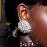 Rhinestone Round Stud Earrings Women Statement Earrings